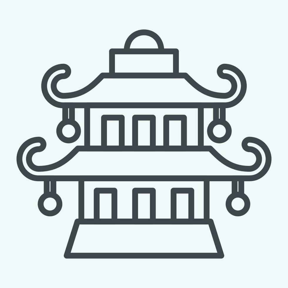 ícone pagode. relacionado para chinês Novo ano símbolo. linha estilo. simples Projeto editável vetor