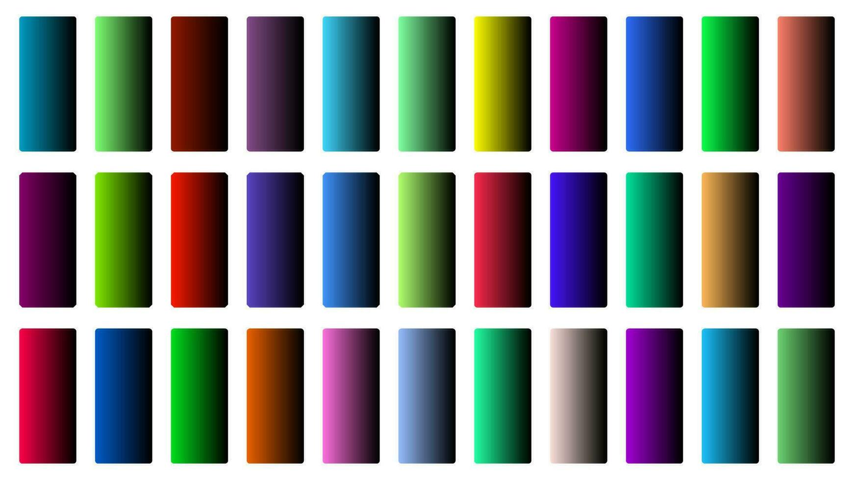colorida Preto cor sombra linear gradiente paleta amostras rede kit arredondado retângulos modelo conjunto vetor