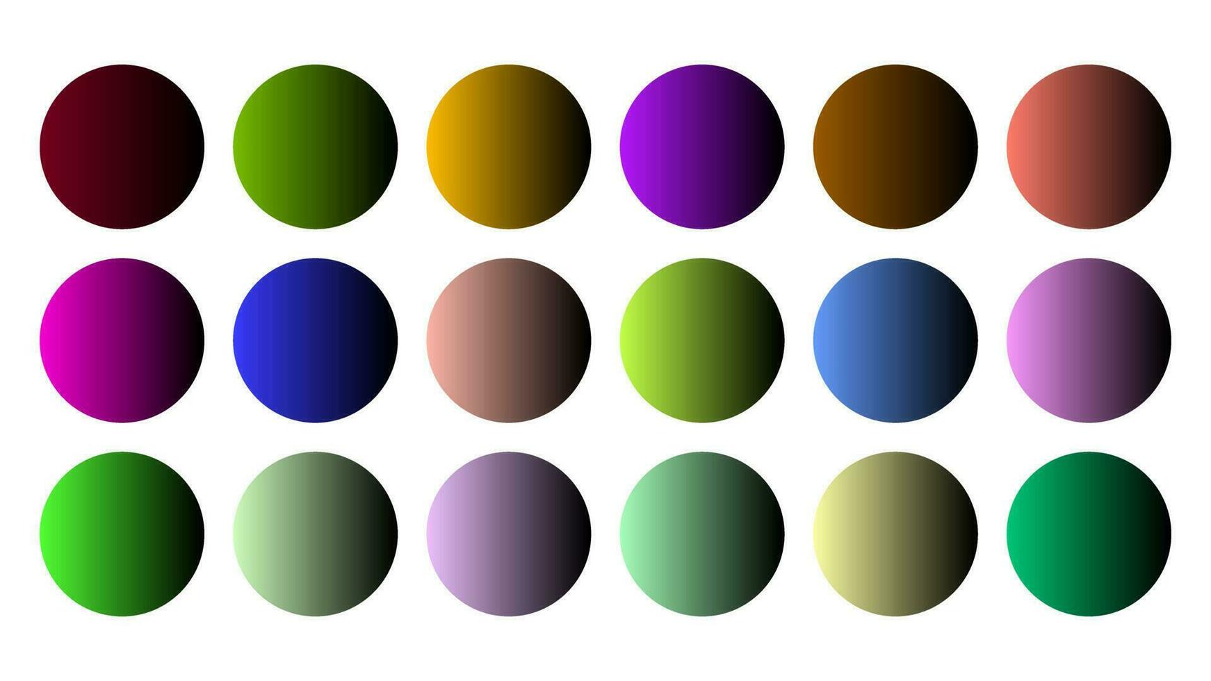 colorida Preto cor sombra linear gradiente paleta amostras rede kit círculos modelo conjunto vetor
