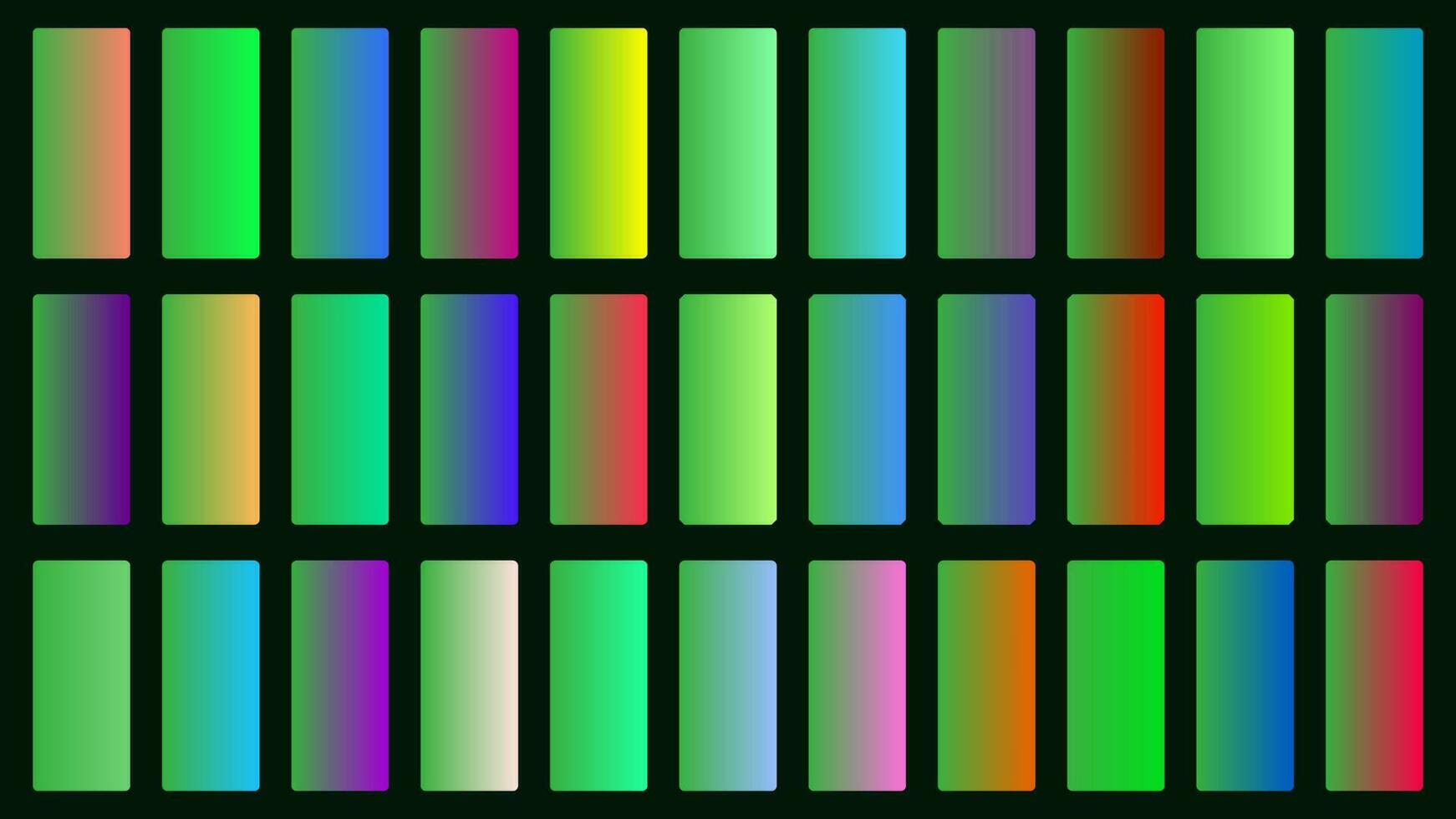 colorida verde cor sombra linear gradiente paleta amostras rede kit arredondado retângulos modelo conjunto vetor