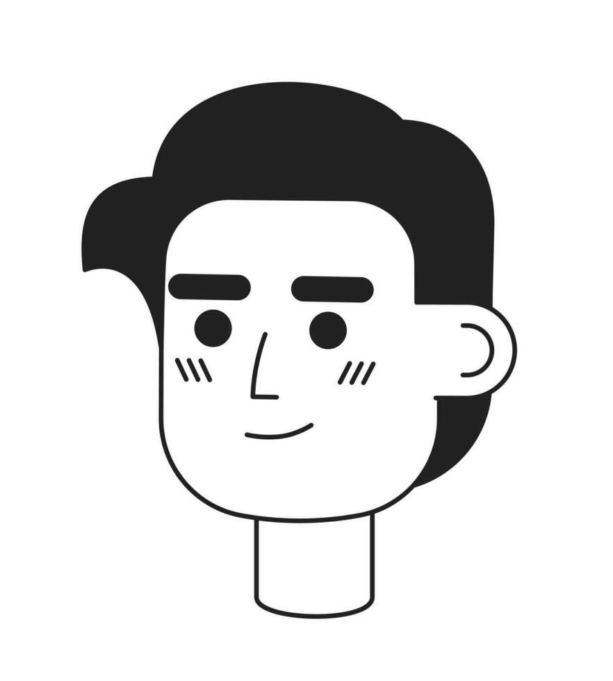 atraente cara com alisado para tras cabelo monocromático plano linear personagem cabeça. clássico corte de cabelo. editável esboço mão desenhado humano face ícone. 2d desenho animado local vetor avatar ilustração para animação