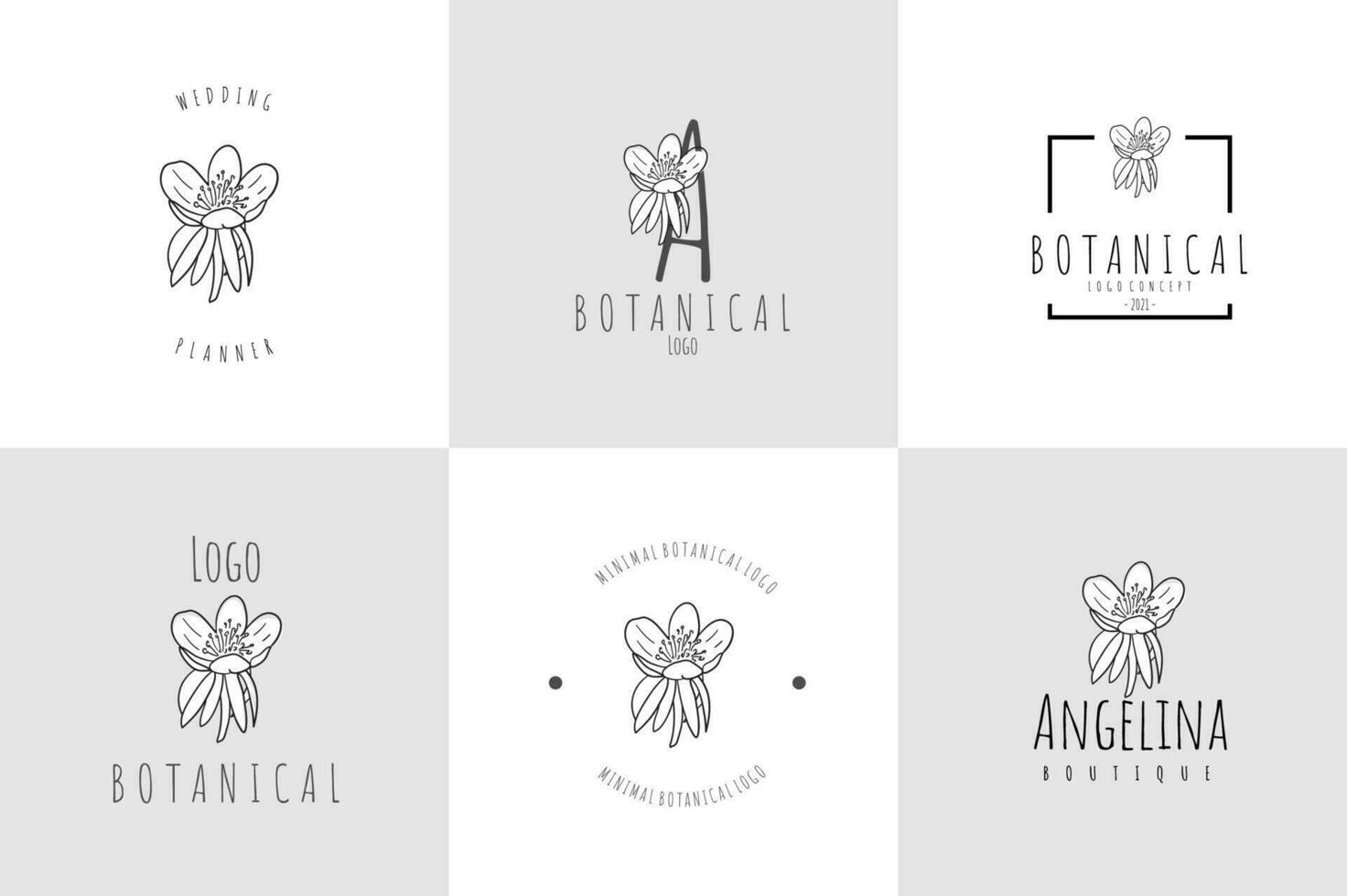 linha arte minimalista flor logotipo pacote vetor