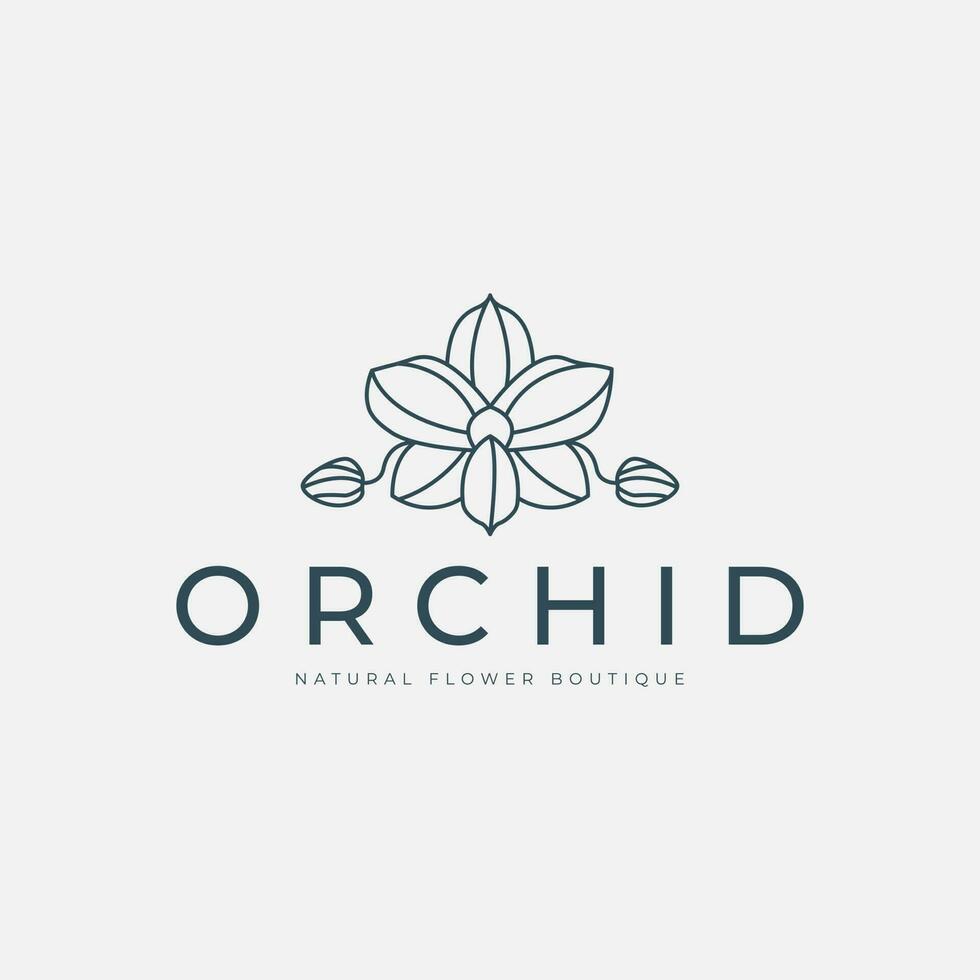 orquídea flor logotipo linha arte vetor ilustração modelo Projeto