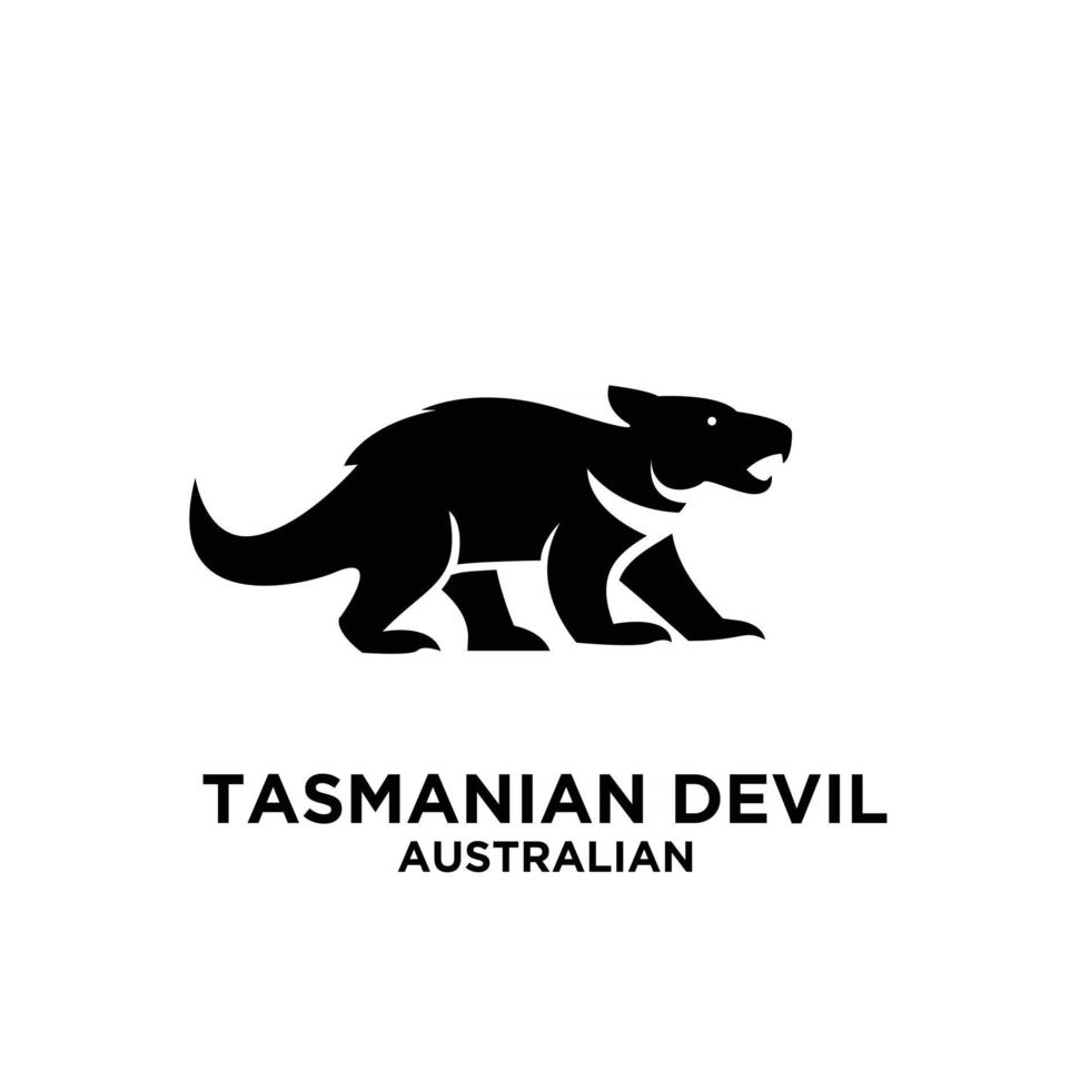 australiano animal feroz tasmanian diabo ícone de vetor zoológico nacional logotipo preto ilustração design gráfico