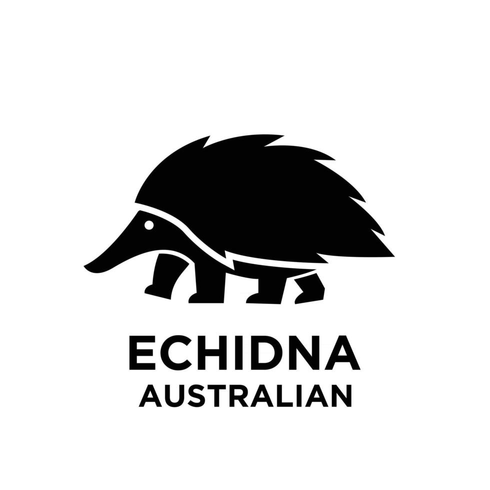 australiano animal echidna vetor silhueta preta logotipo ícone ilustração projeto isolado fundo branco