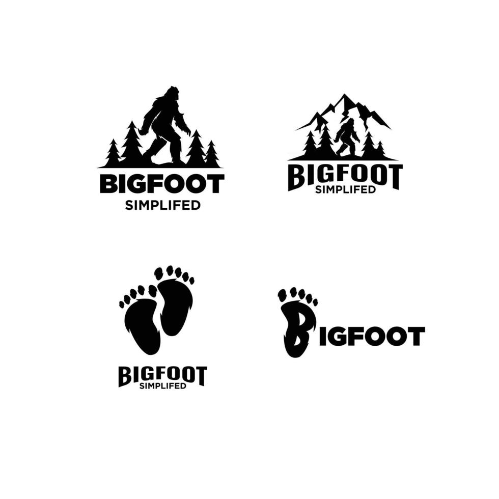 definir coleção pé grande yeti vetor logotipo preto ícone ilustração design