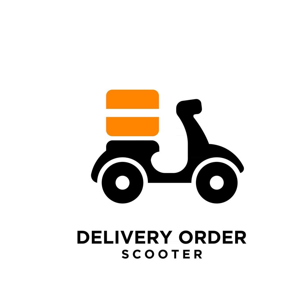 design do ícone do logotipo preto do correio simples de entrega de scooter vetor