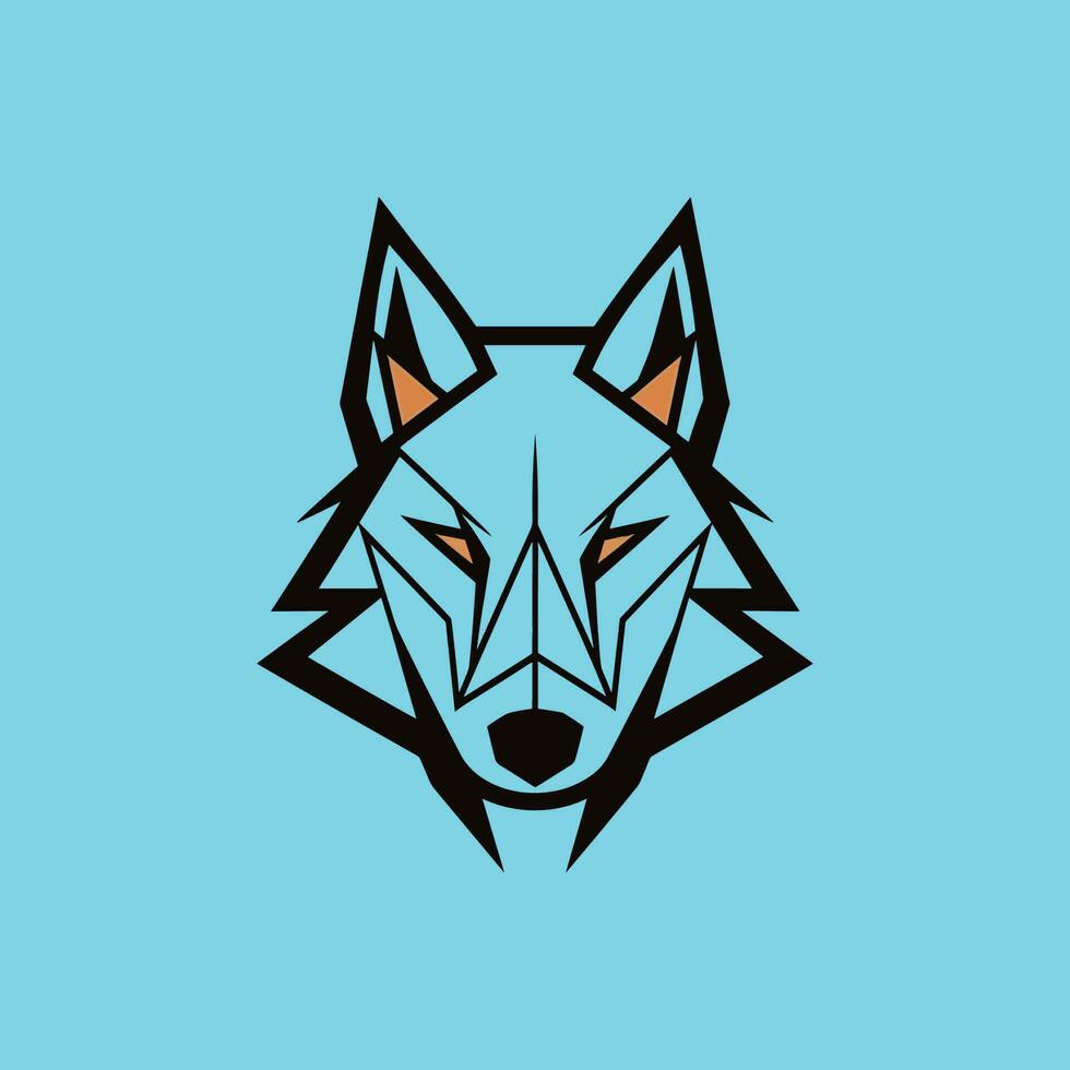 Lobo face logotipo vetor isolar em azul pastel fundo