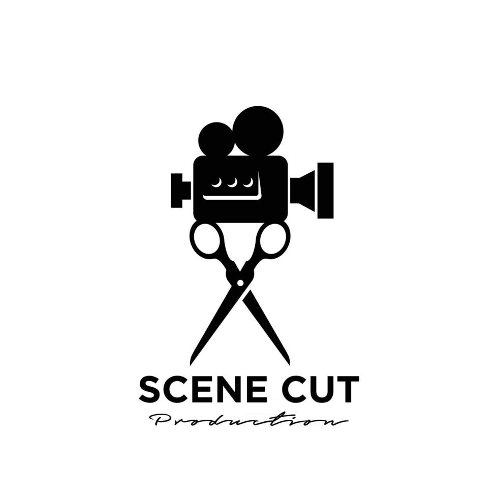 diretor corte nos bastidores edição estúdio filme vídeo cinema produção de filme vetor logotipo design ícone ilustração