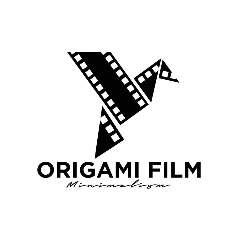 desenho do ícone do logotipo da tira de filme em origami de pássaro vetor