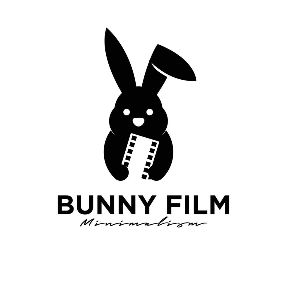 desenho do ícone do logotipo da câmera de cinema de filme de coelho vetor