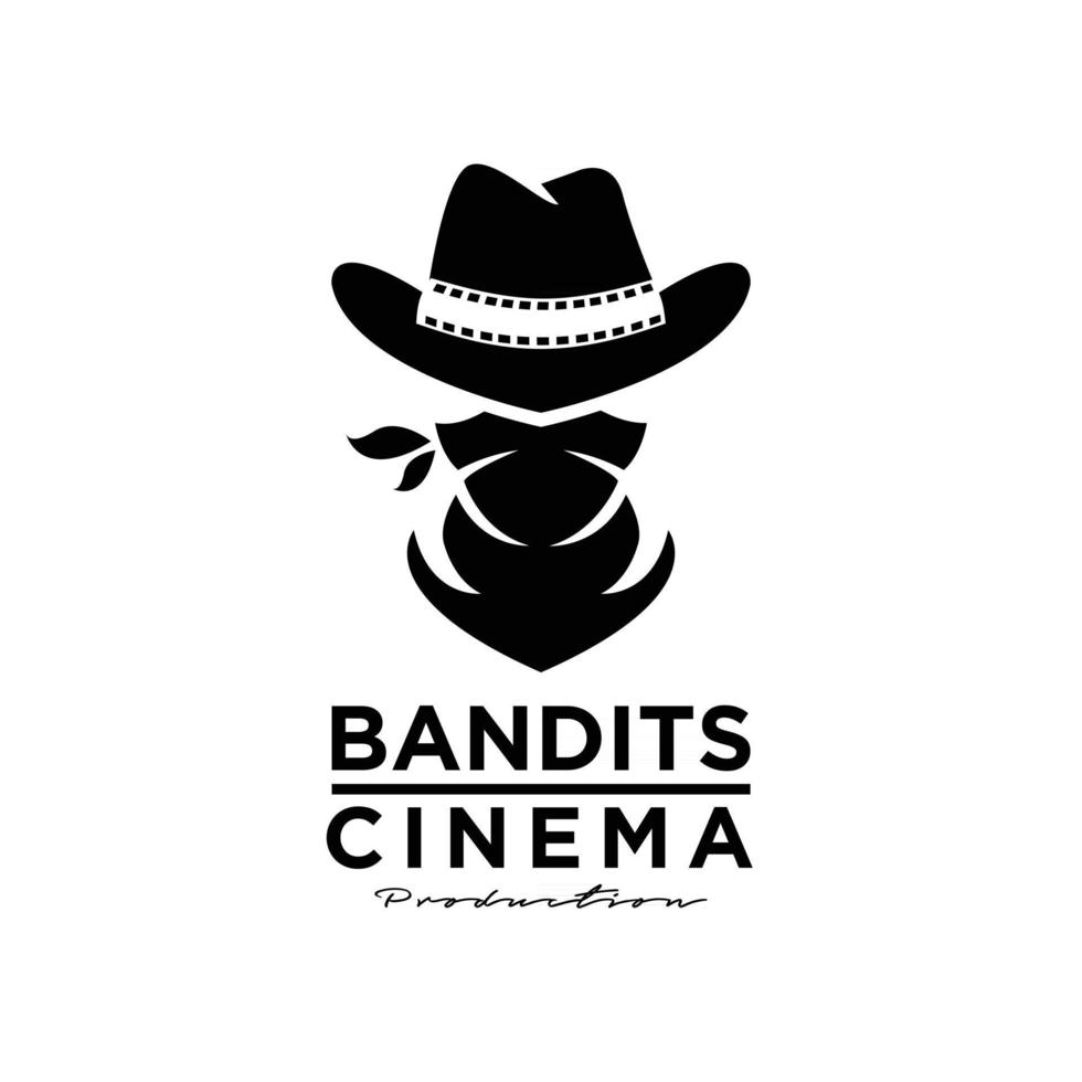 desenho do ícone do logotipo do cowboy bandido western vetor