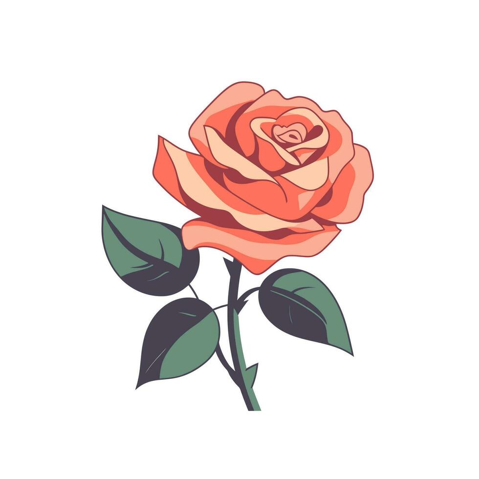 flores rosas, vermelho brotos e verde folhas. isolado vermelho rosa. vetor ilustração.