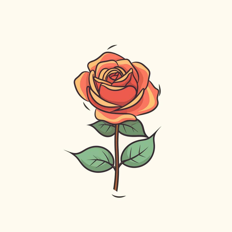 flores rosas, vermelho brotos e verde folhas. isolado vermelho rosa. vetor ilustração.