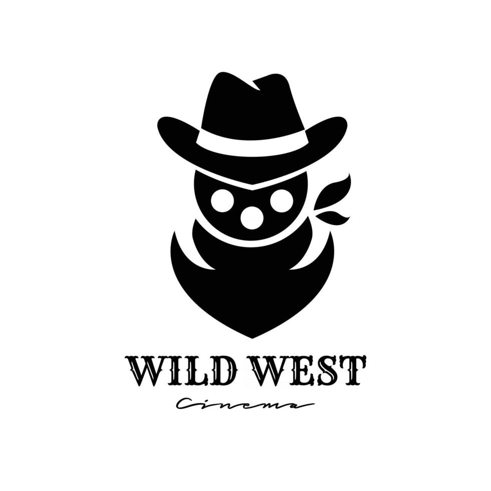 desenho do ícone do logotipo do cowboy bandido western vetor