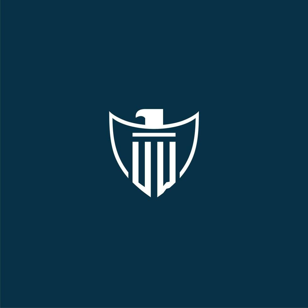 uw inicial monograma logotipo para escudo com Águia imagem vetor Projeto