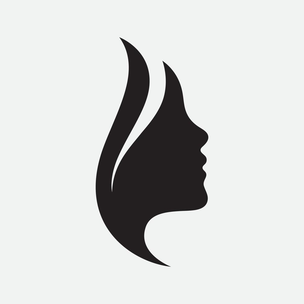 mulher de cabelo e logotipo e símbolos de rosto vetor