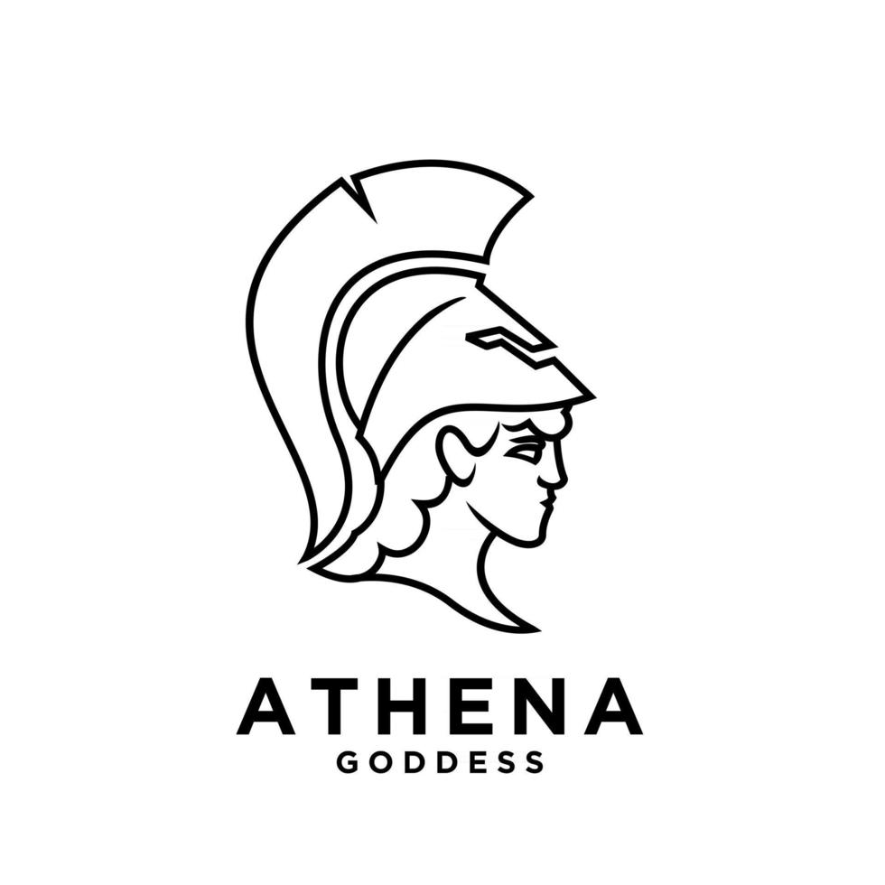premium athena, a deusa vector preto ícone linha logotipo ilustração design