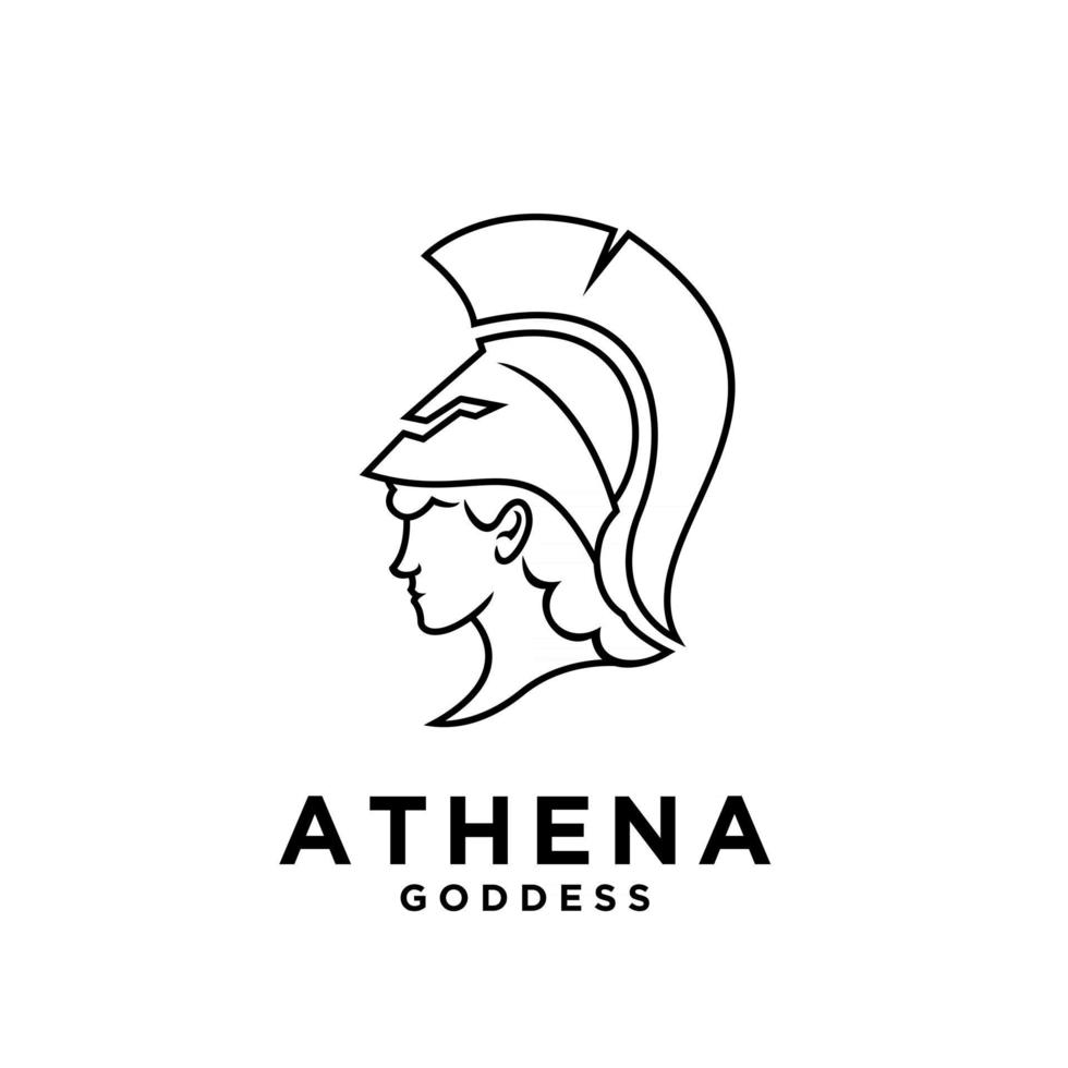 premium athena, a deusa vector preto ícone linha logotipo ilustração design