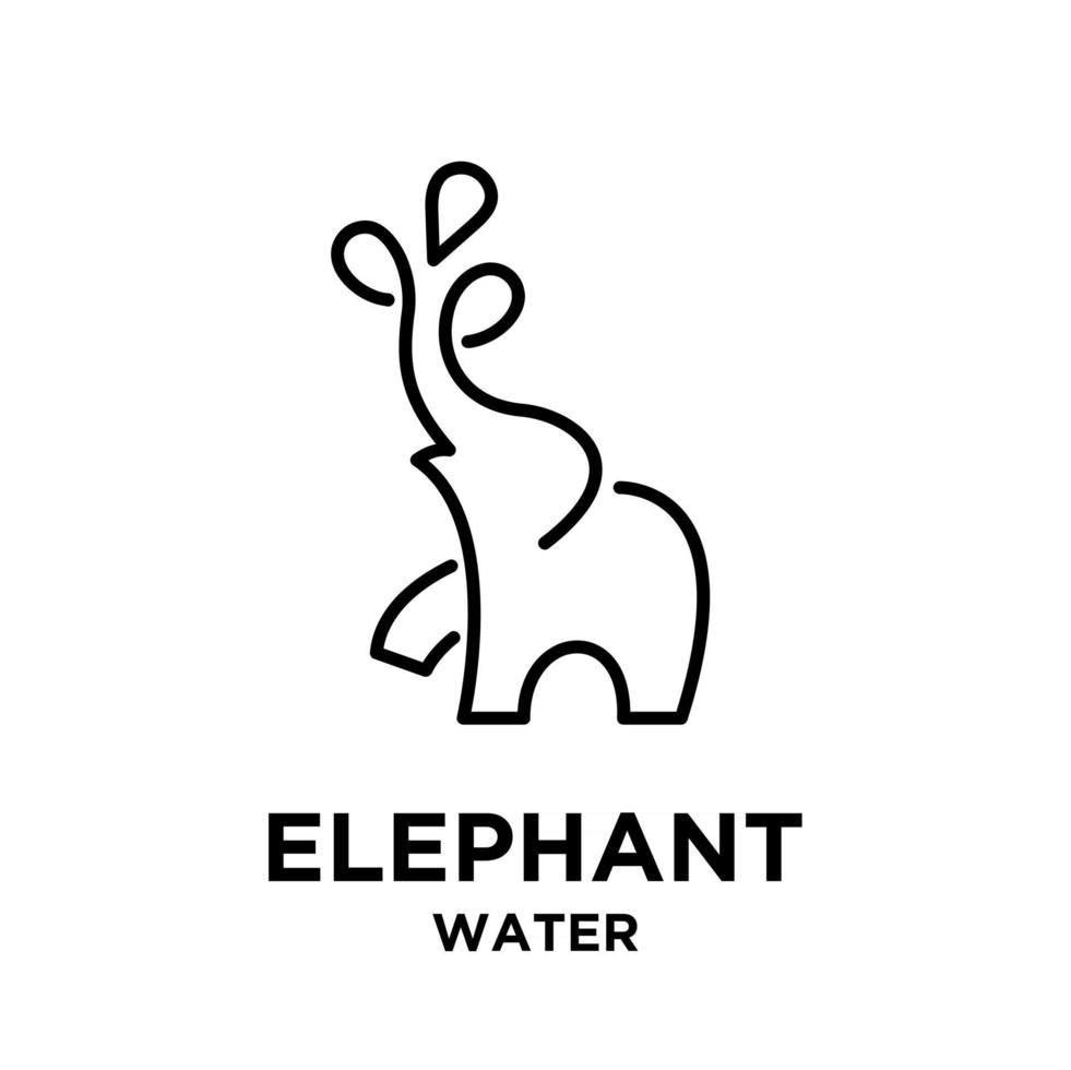 elefante de songkran simples com ícone de vetor de água linha preta logotipo ilustração projeto fundo isolado