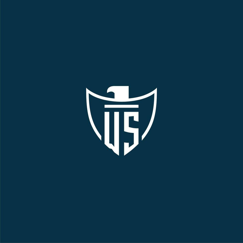 ws inicial monograma logotipo para escudo com Águia imagem vetor Projeto