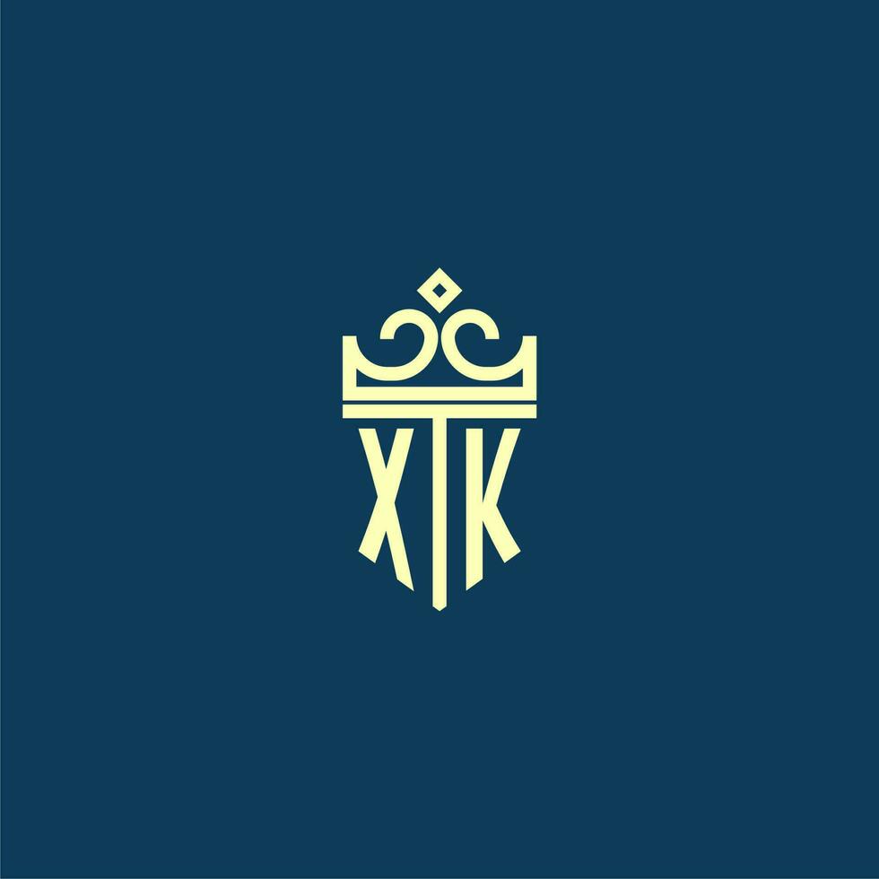 xk inicial monograma escudo logotipo Projeto para coroa vetor imagem