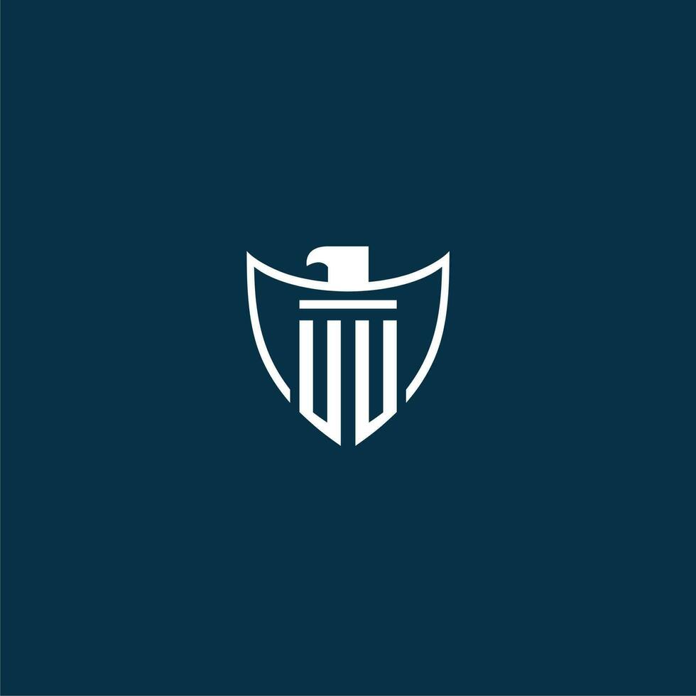 uu inicial monograma logotipo para escudo com Águia imagem vetor Projeto