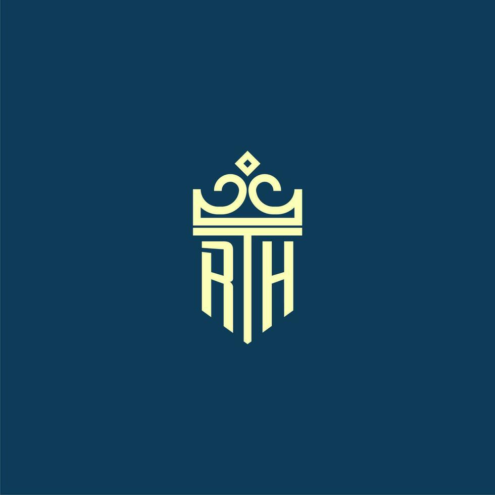 rh inicial monograma escudo logotipo Projeto para coroa vetor imagem