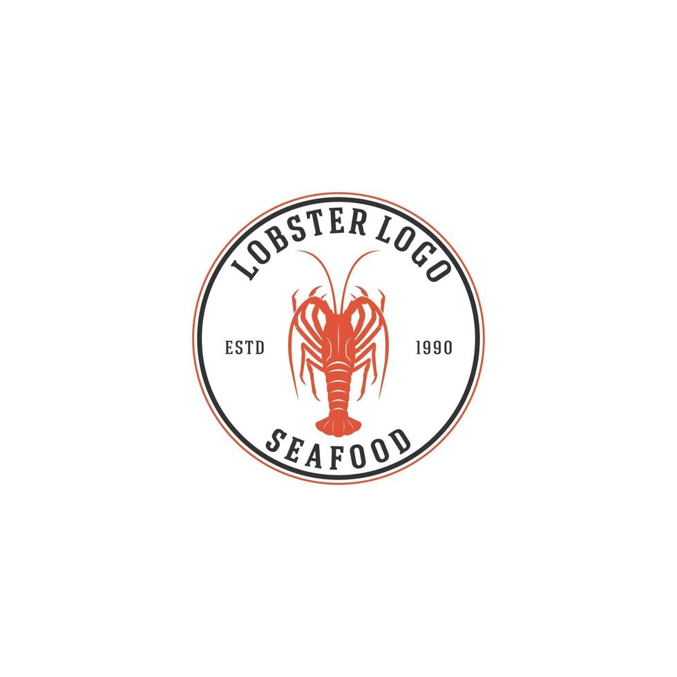 modelo de logotipo de lagosta vermelha de vetor separado em fundo branco