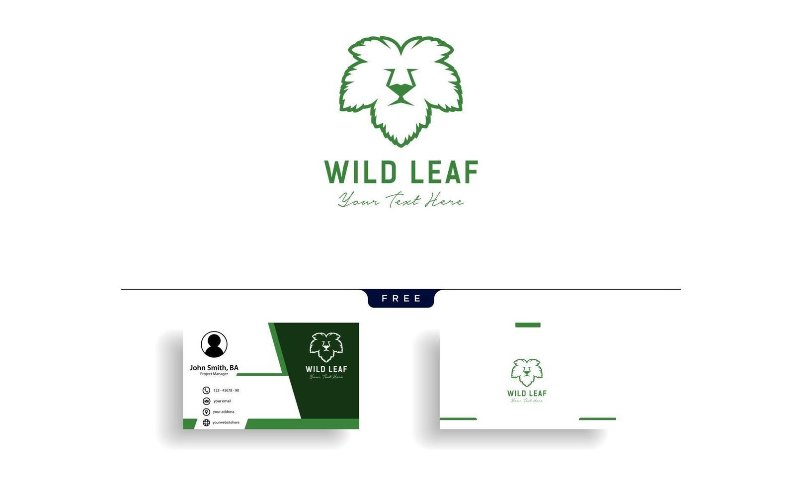 ilustração em vetor modelo logotipo criativo de leão selvagem folha com vetor de modelo de cartão de visita