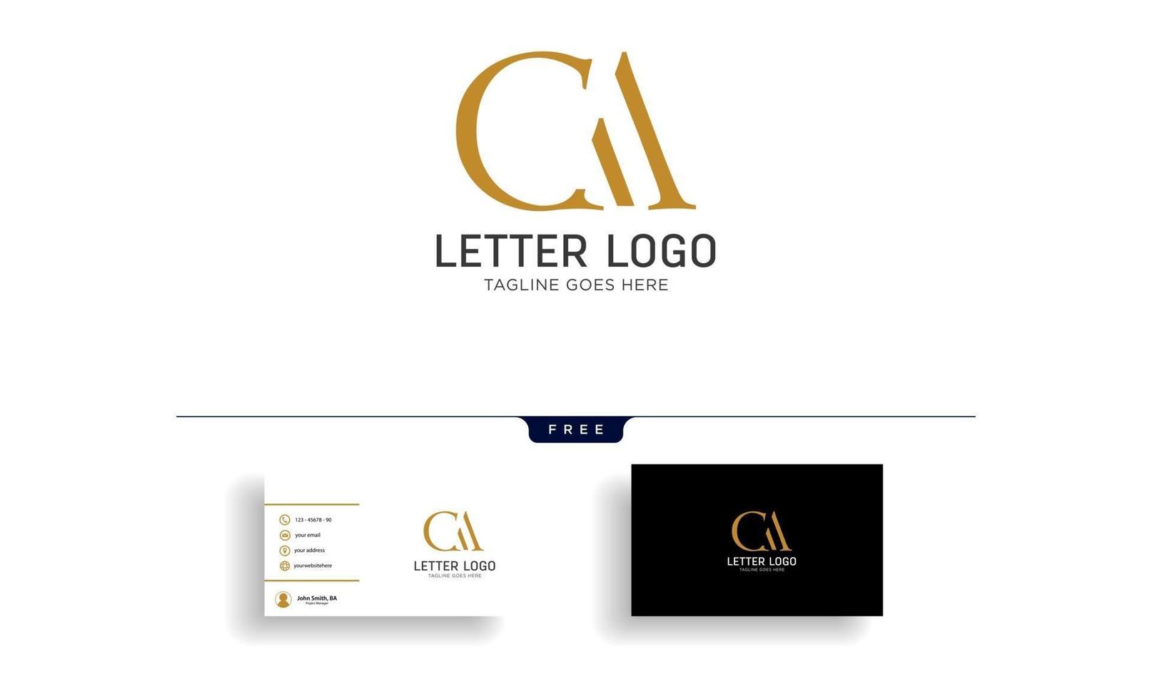letra ac ca ouro logotipo criativo ilustração vetorial modelo com vetor de design de cartão de visita
