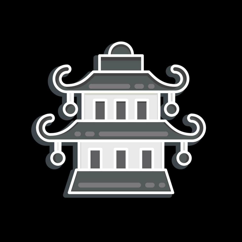 ícone pagode. relacionado para chinês Novo ano símbolo. lustroso estilo. simples Projeto editável vetor