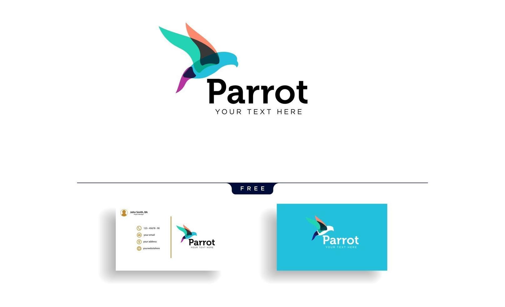 ilustração vetorial modelo de logotipo de negócios papagaio com elementos de ícone de cartão de visita isolados. vetor