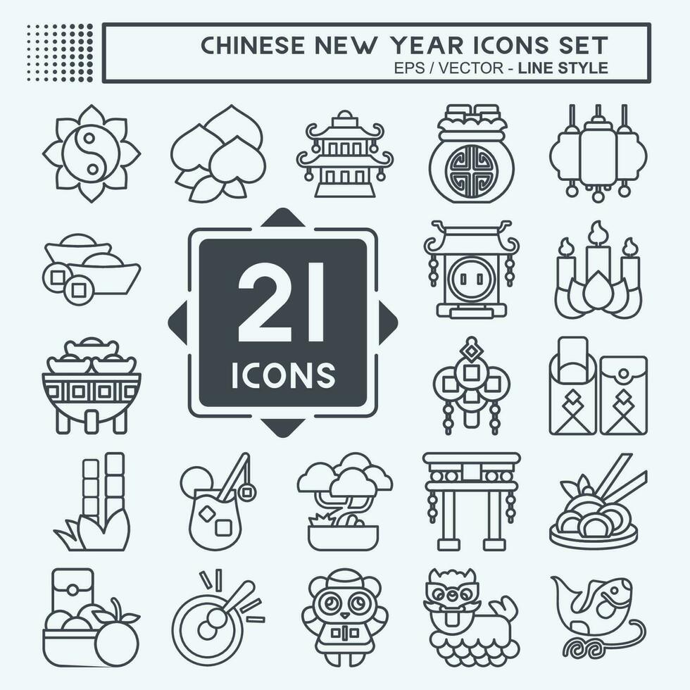 ícone conjunto chinês Novo ano. relacionado para Educação símbolo. linha estilo. simples Projeto editável vetor
