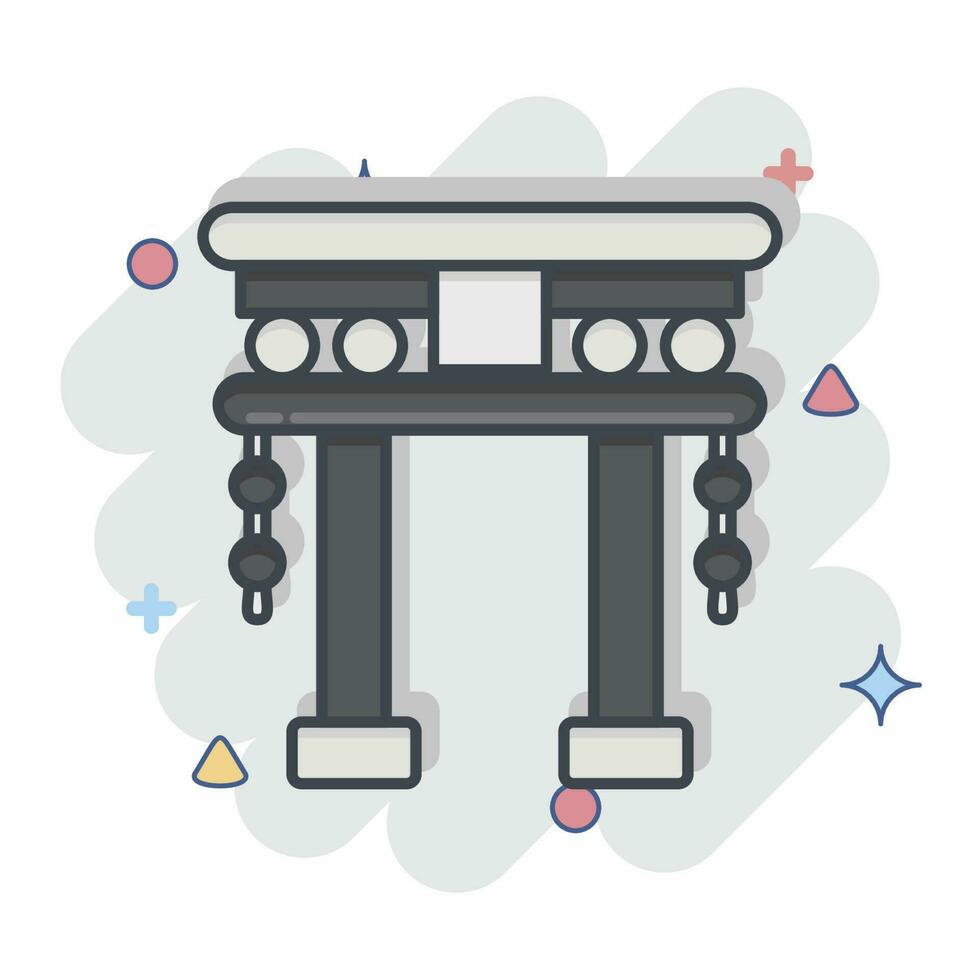 ícone torii portão. relacionado para chinês Novo ano símbolo. quadrinho estilo. simples Projeto editável vetor