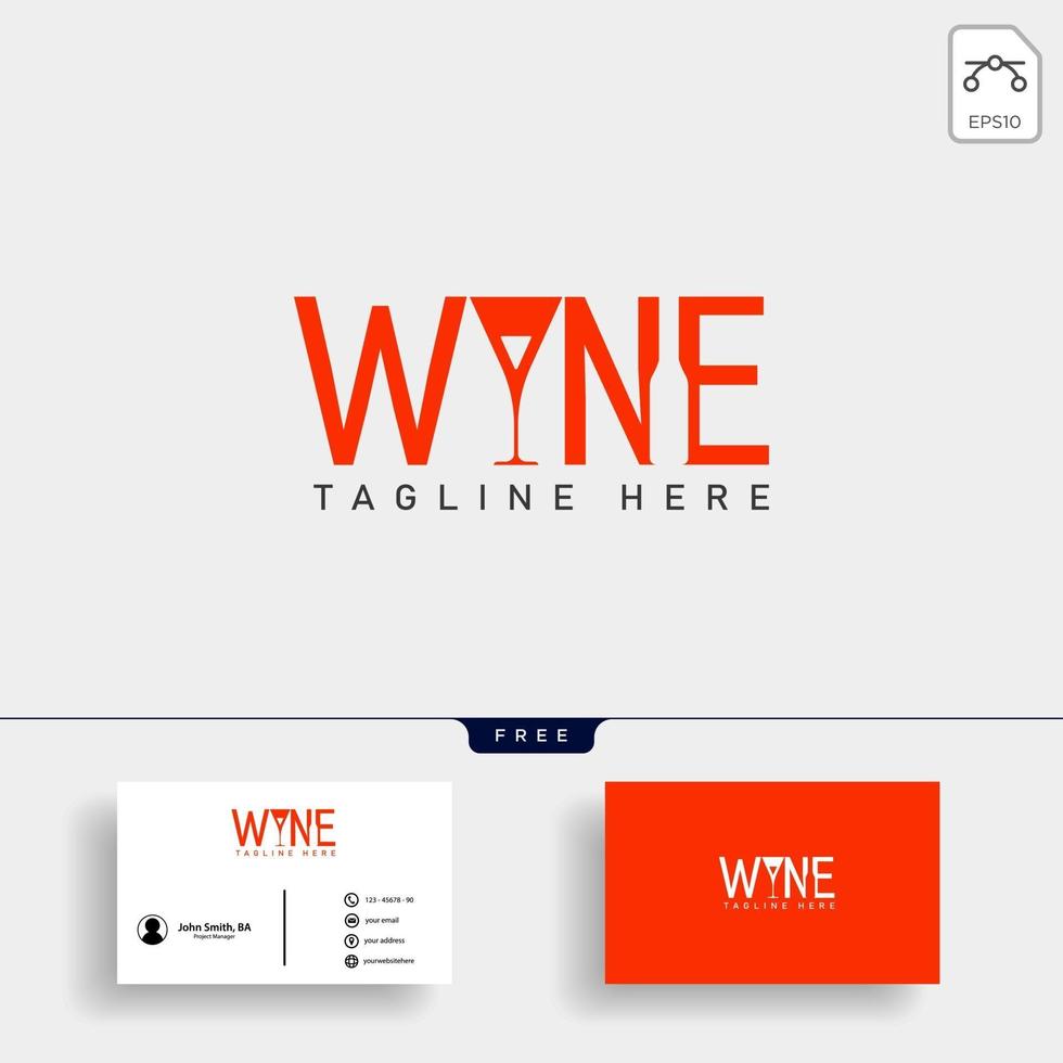 ilustração em vetor modelo de logotipo de tipo vinho e bar com vetor de cartão de visita
