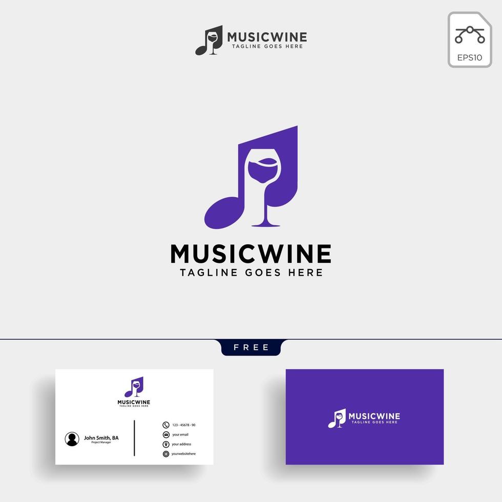 music bar music club cafe modelo de logotipo ilustração vetorial com cartão de visita vetor