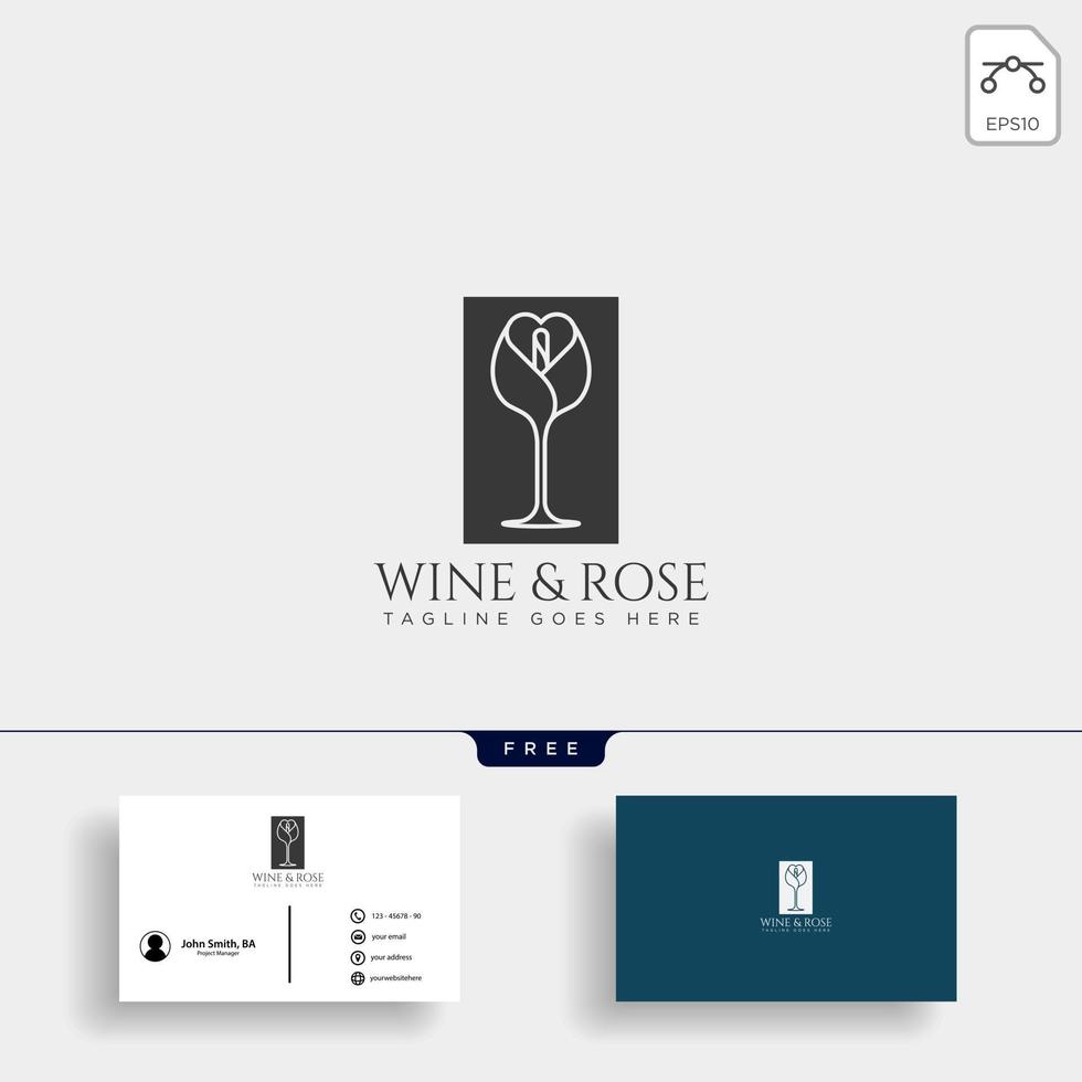 vinho e rosa logotipo modelo vetor isolado ícone elementos vetoriais