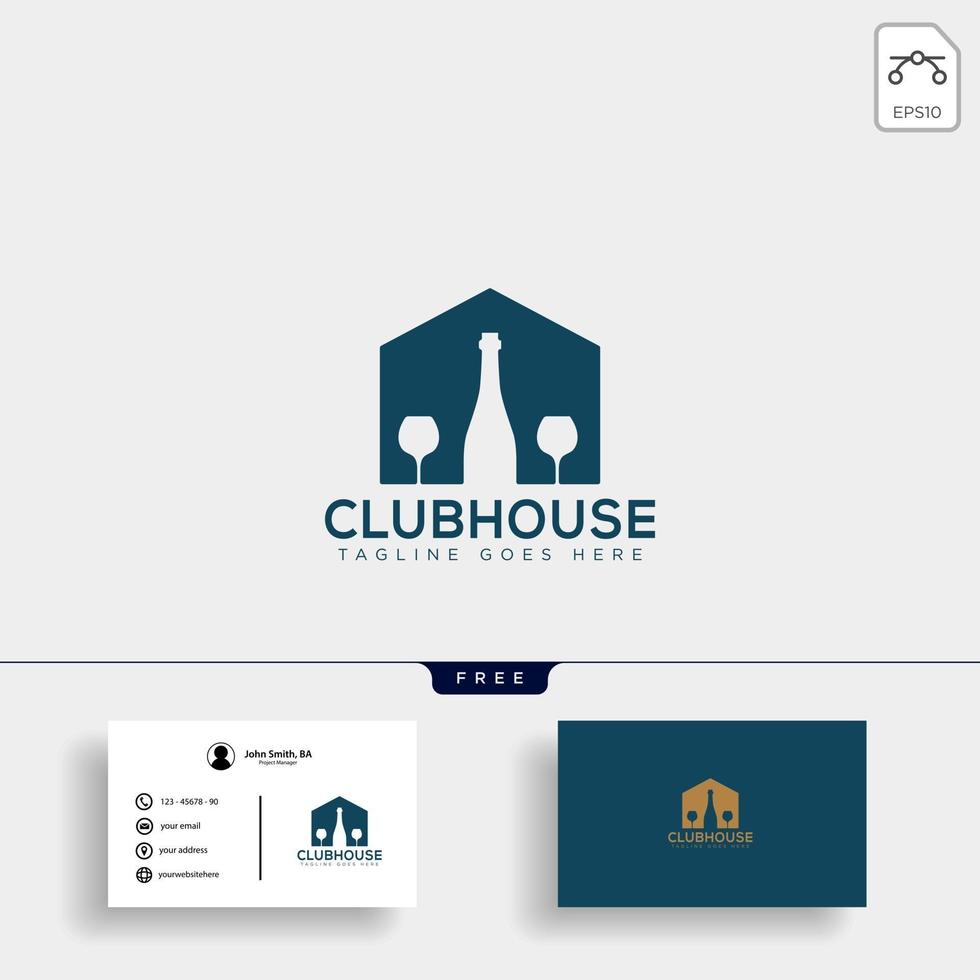 wine house ou café modelo de logotipo criativo ilustração vetorial elemento de ícone isolado vetor