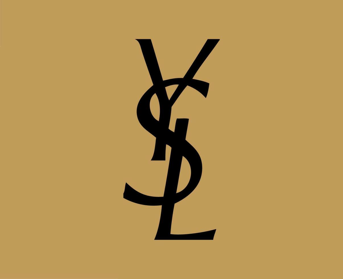 ysl marca logotipo Preto símbolo Yves santo Laurent roupas Projeto ícone abstrato vetor ilustração com Castanho fundo