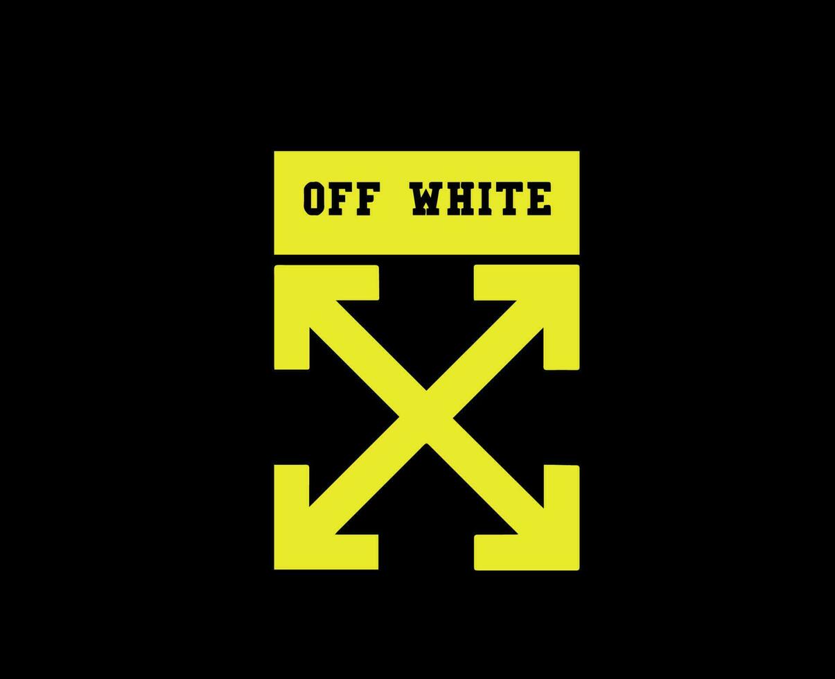 off white símbolo logotipo com nome branco roupas Projeto ícone abstrato vetor ilustração com amarelo fundo