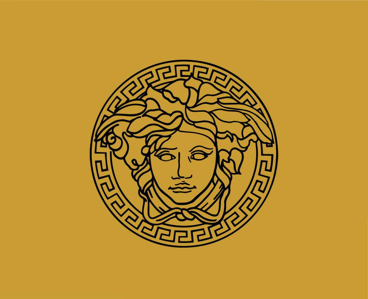 versace marca símbolo Preto logotipo roupas Projeto ícone abstrato vetor ilustração com Castanho fundo