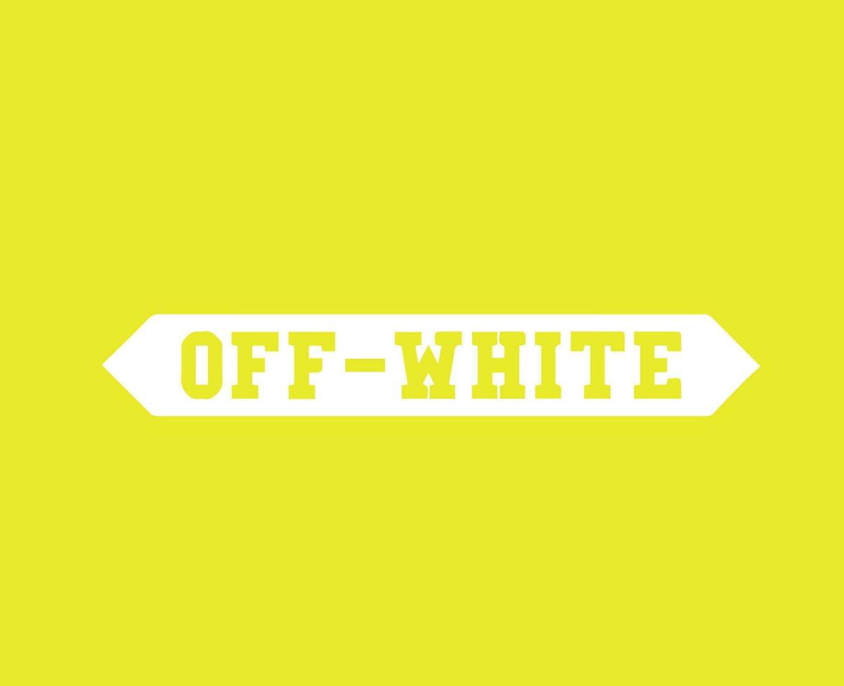 off white logotipo símbolo nome branco Projeto roupas ícone abstrato vetor ilustração com amarelo fundo