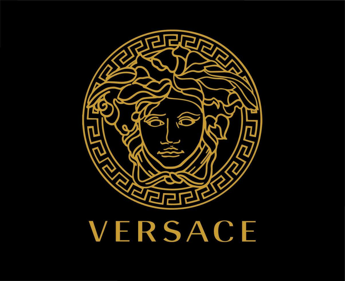 versace marca logotipo Castanho símbolo roupas Projeto ícone abstrato vetor ilustração com Preto fundo