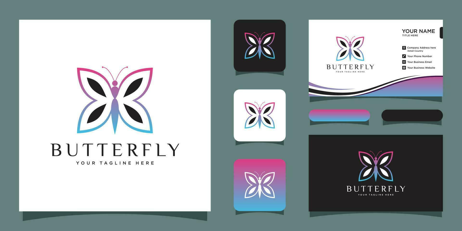 luxo borboleta logotipo com o negócio cartão Projeto Prêmio vetor