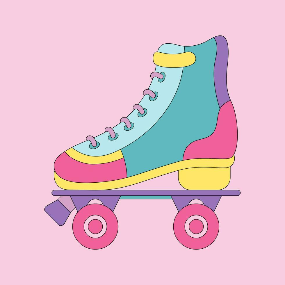 rolo patins. Década de 1990 moda. Prêmio qualidade andar de patins elemento dentro na moda estilo. vetor retro colorida ilustração