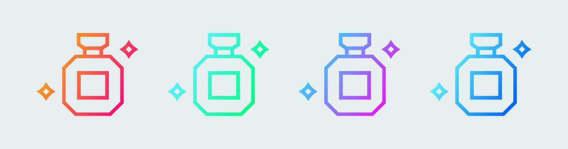 perfume linha ícone dentro gradiente cores. garrafa sinais vetor ilustração.