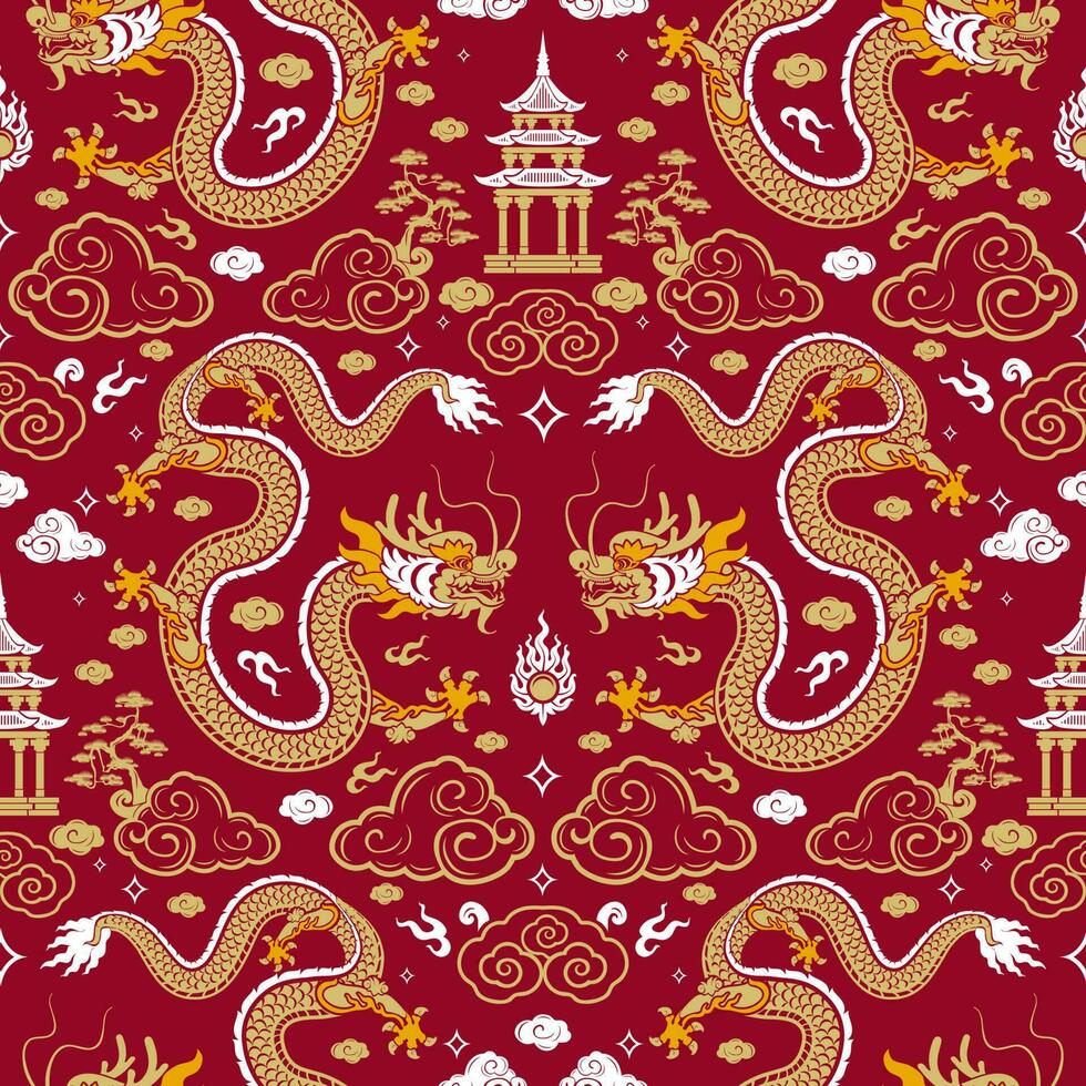 desatado padronizar feliz chinês Novo ano 2024 a Dragão zodíaco placa com ásia elementos papel cortar estilo em cor fundo. vetor