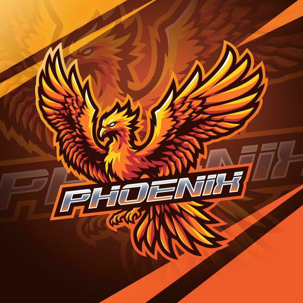design do logotipo do mascote phoenix esport vetor