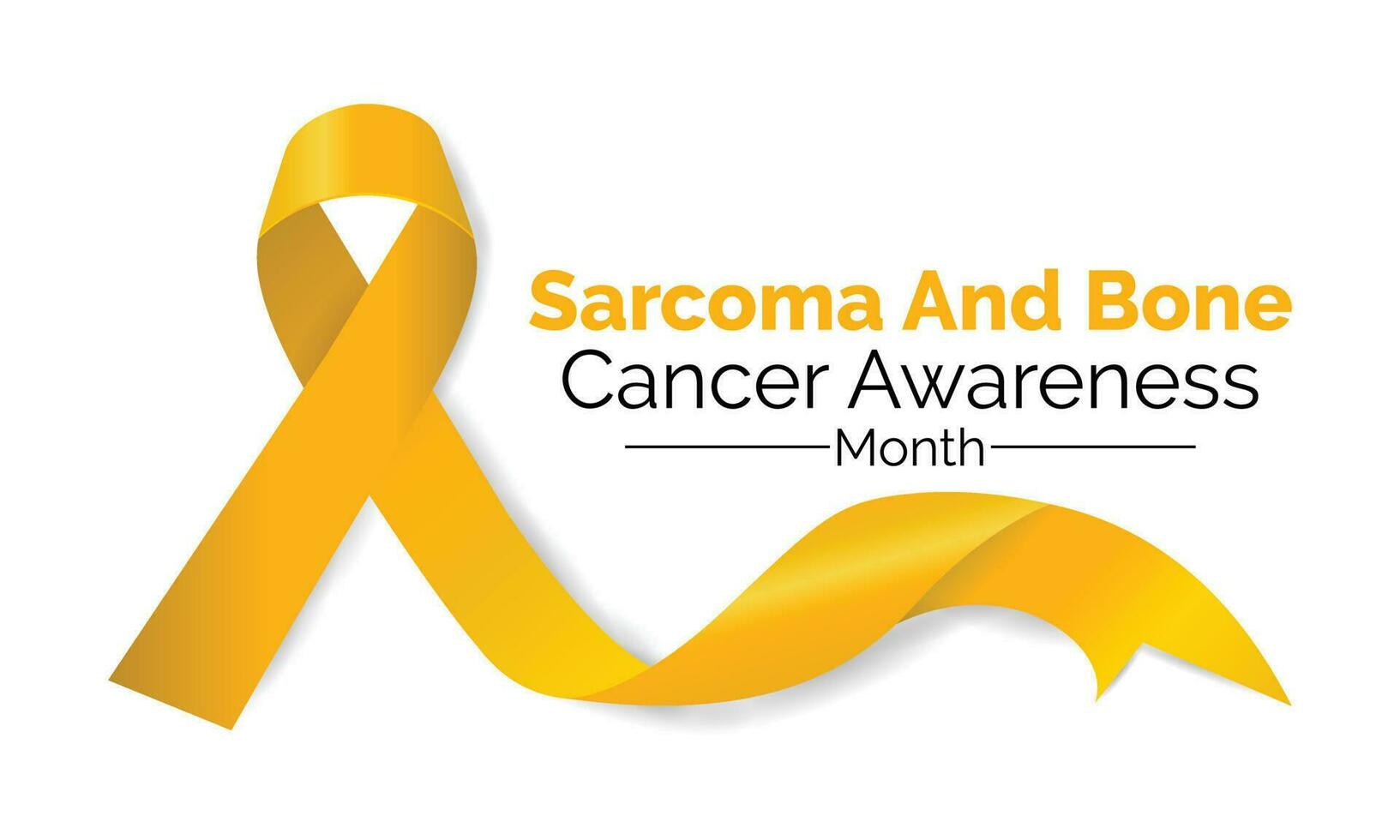 sarcoma e osso Câncer consciência caligrafia poster Projeto. branco fundo e realista amarelo fita . vetor Projeto modelo para poster.